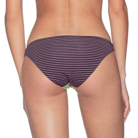 Maaji Reversible Neon Floral Stripe Bikini Bottoms - Picture 2 of 7